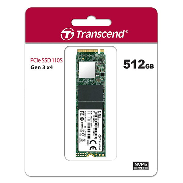 TRANSCEND INTERNAL SSD M.2 PCIe NVMe 2280 512GB TS512GMTE110S
