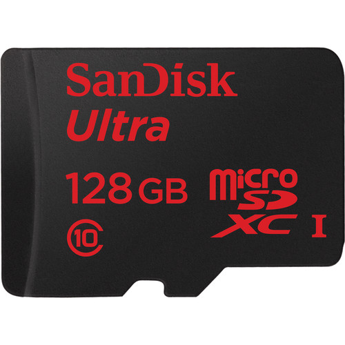 sandisk_sdsqunc_128g_an6ia_ultra_micro_sd_card_1457978716_1174739.jpg SanDisk 128GB microSDXC Memory Card Ultra Class 10 UHS-I with SD Adapter - Image 1